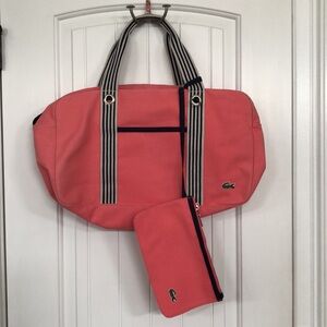 Lacoste Striped Tote Bag + Makeup Pouch!!